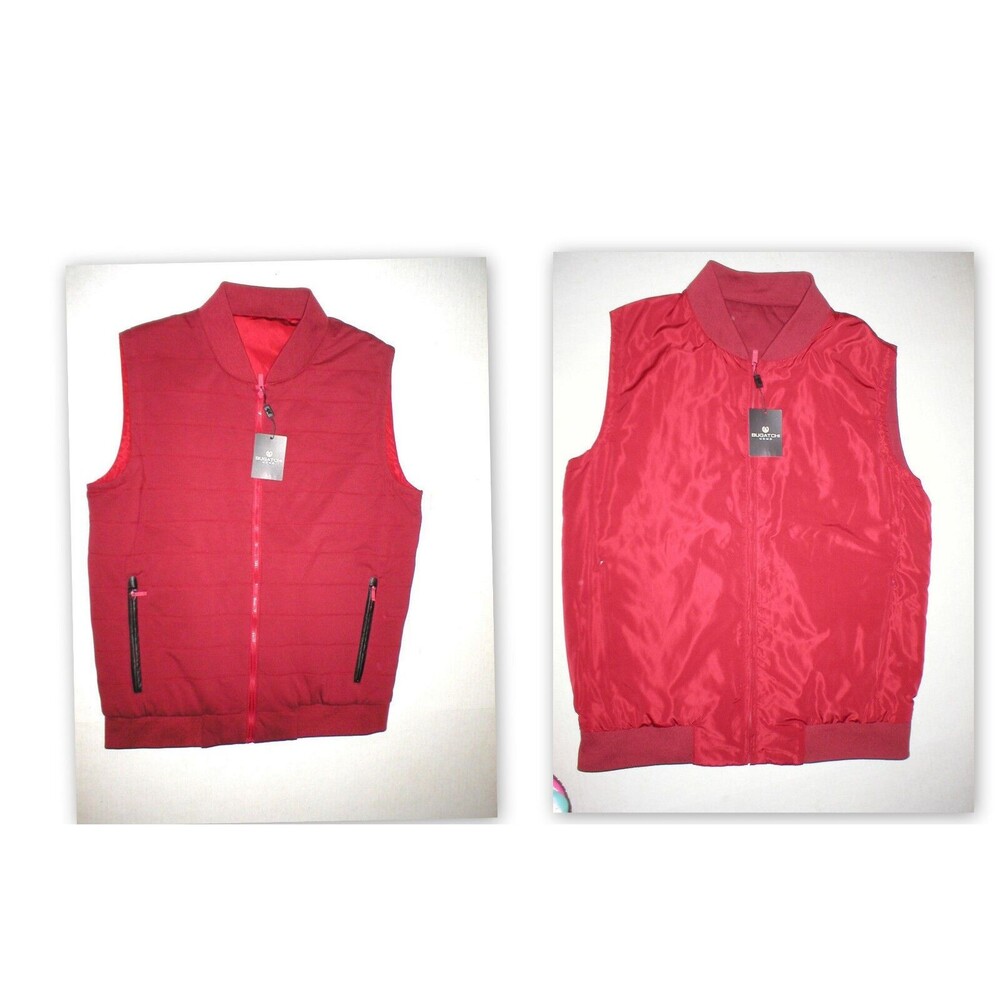 New NWT Mens $310 Bugatchi Uomo Reversible Vest Merlot Dark Red M H2O Resistant